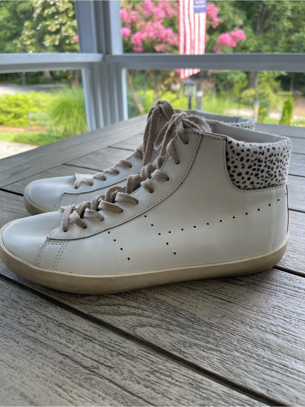 Gola Nova Safari White Leather High-Top Sneakers Womens Size 7